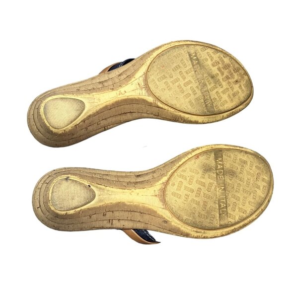 Women's Italian Shoemakers Slip On Leather Thong Sandals Size 7.5 Made in Italy - Picture 4 of 7